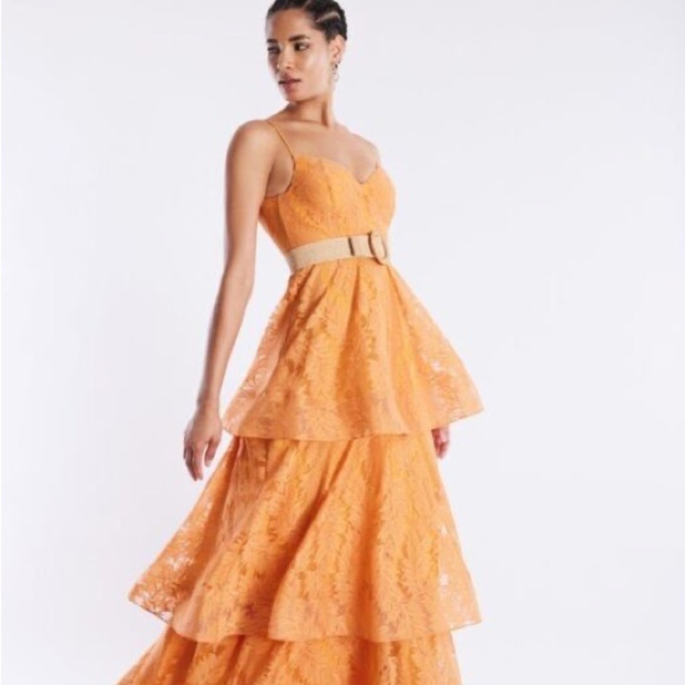 NWT BCBG Orange Tiered Dress